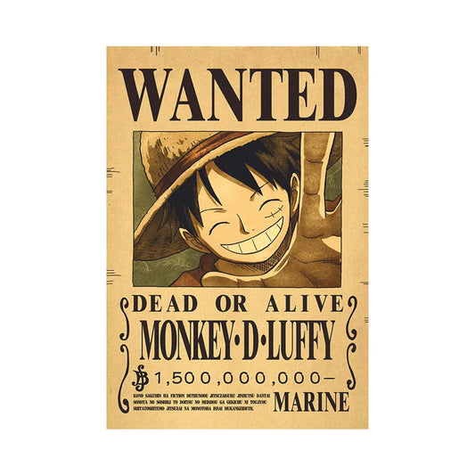 Luffy One Piece WANTED Custom Wall Poster - LANDIBY
