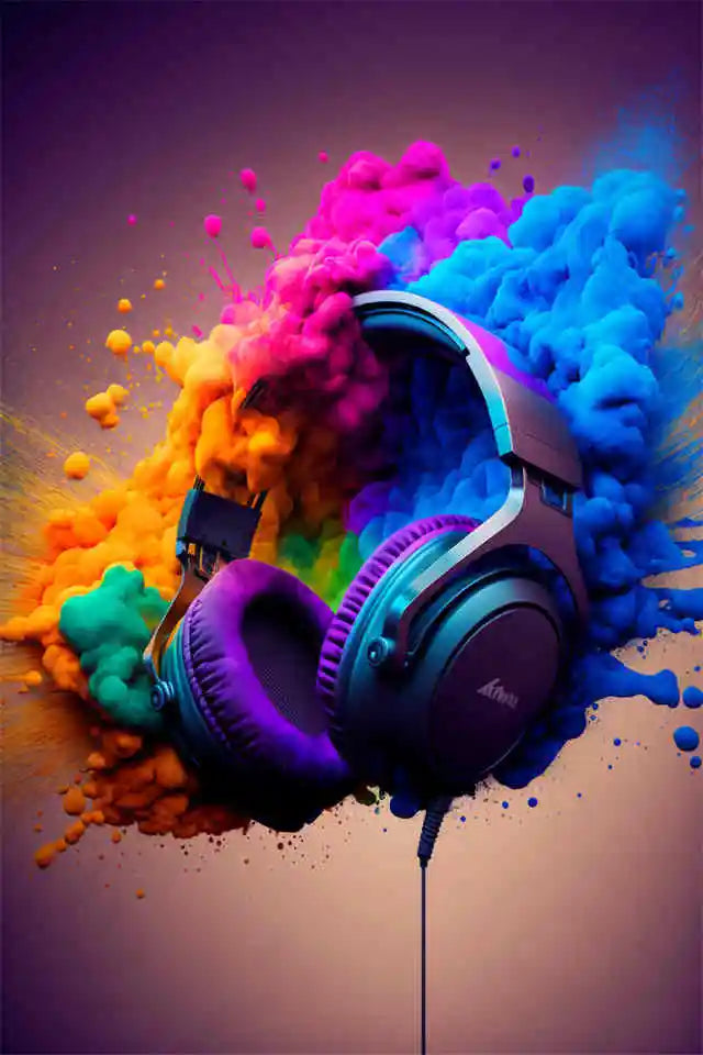 Headphones Colorful Painting Style Wall Poster - Item - BAI-DAY