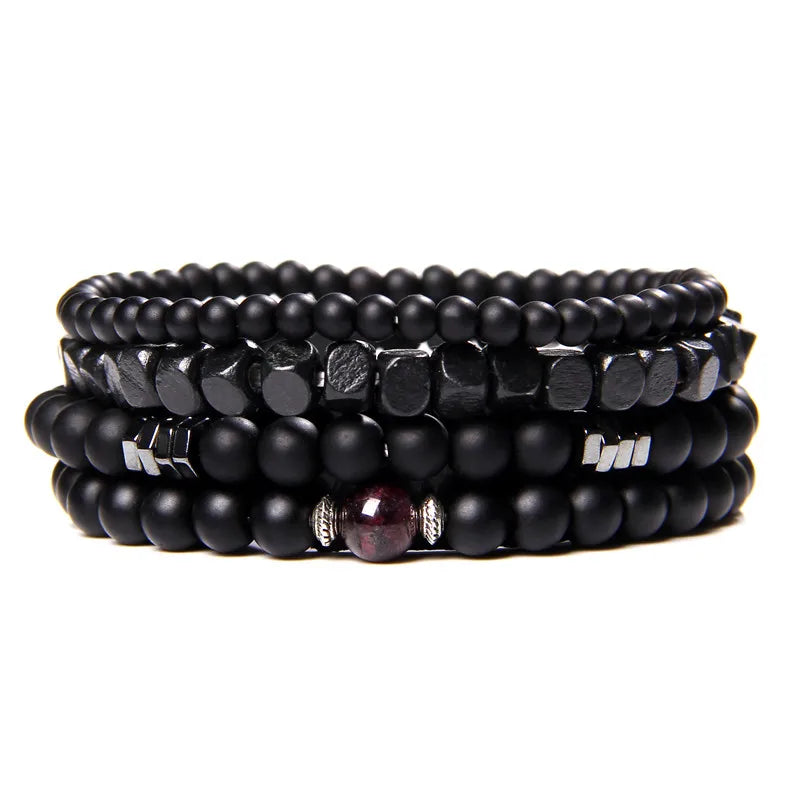 Matte & Pattined Black Bracelet Set - Item - BAI-DAY