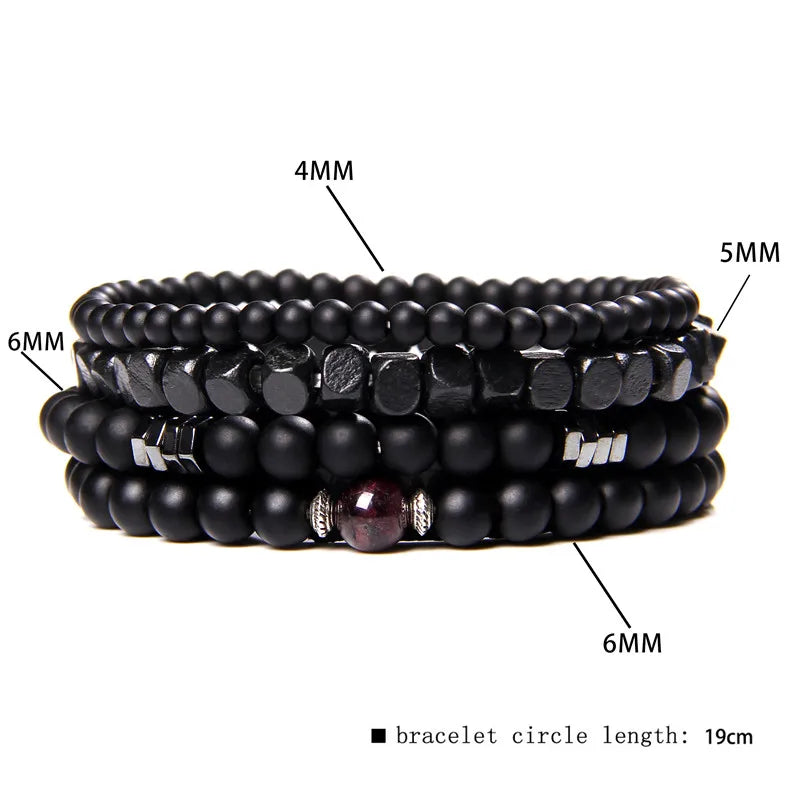 Matte & Pattined Black Bracelet Set - Item - BAI-DAY