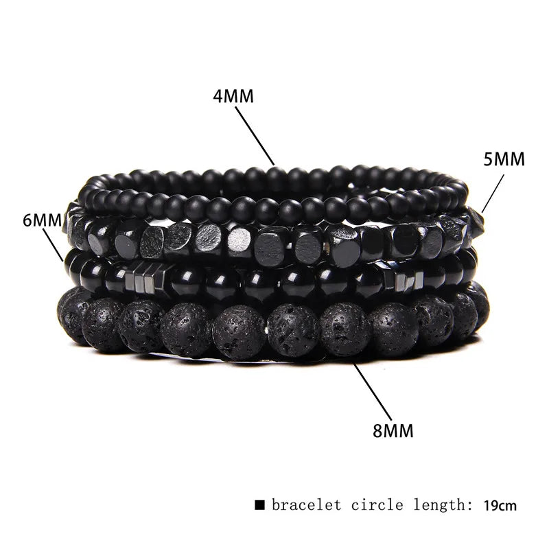 Black Beads Pattined Charm Bracelet - Item - BAI-DAY