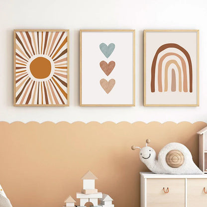 Sun & Rainbow Canvas Wall Poster