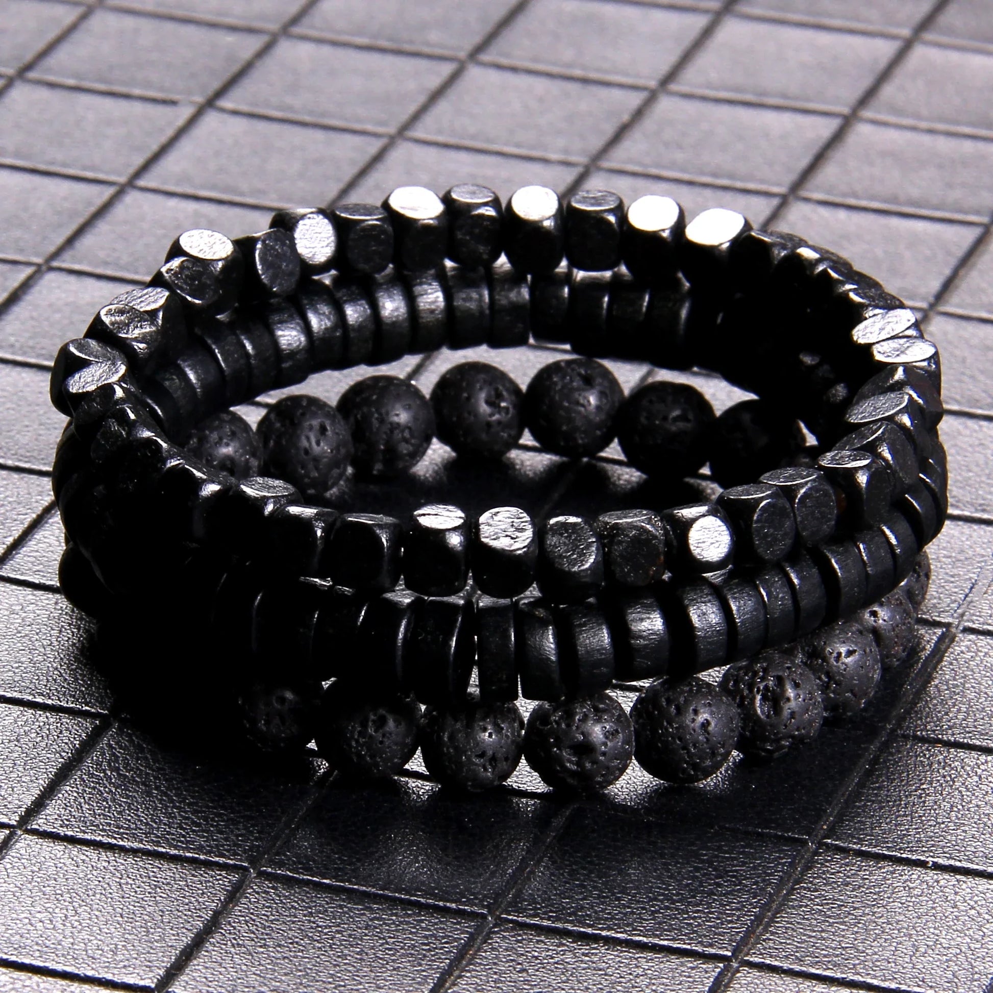 Trendy Black Modern Bracelet Set - Item - BAI-DAY