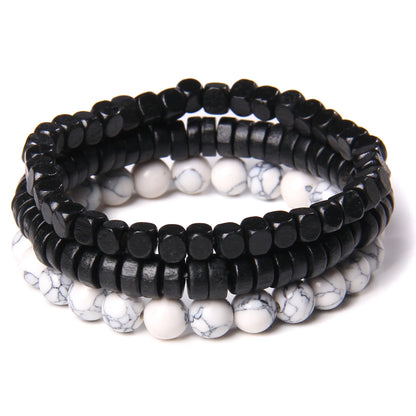 Trendy Black & White Beads Bracelet - Item - BAI-DAY