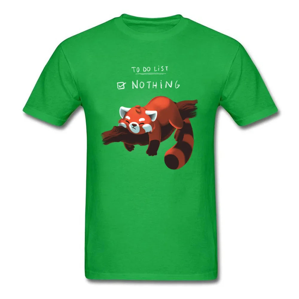 Cute Lazy Red Panda Printed T-shirt - Item - BAI-DAY