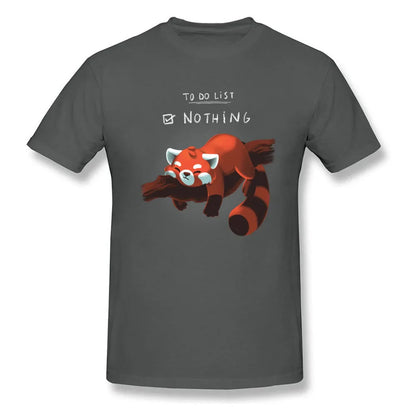 Cute Lazy Red Panda Printed T-shirt - Item - BAI-DAY