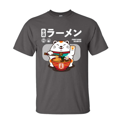 Ramen Eater Good Fortune Cat Printed T-shirt - Item - BAI-DAY