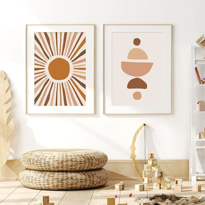 Graphic Shapes Patterned Canvas Wall Poster