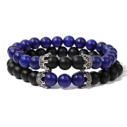 Night Blue and Matte Black Beads Bracelet Duo - Item - BAI-DAY