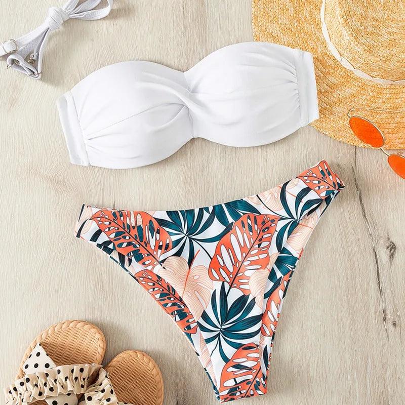 Exotic Floral Pattern Swimsuit with Push Up Effect - Item - BAI-DAY