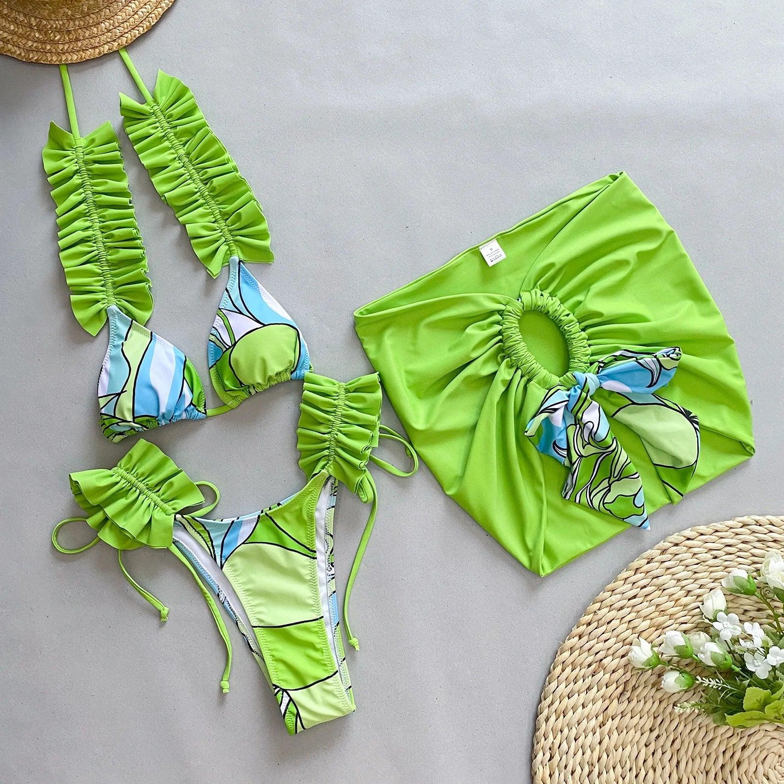 Colorful Floral Style Bikini Swimsuit Set - Item - BAI-DAY