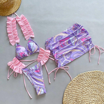 Colorful Floral Style Bikini Swimsuit Set - Item - BAI-DAY