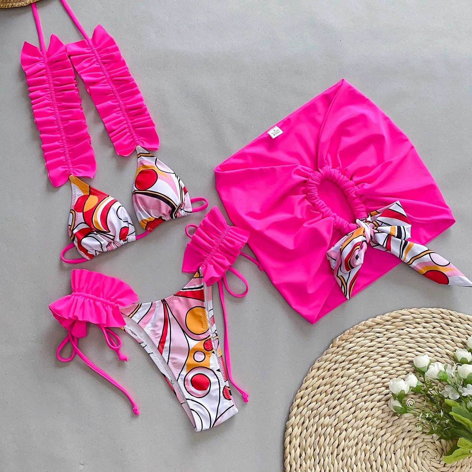 Colorful Floral Style Bikini Swimsuit Set - Item - BAI-DAY