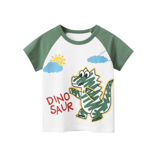 Dinosaur Draw Kid Casual White T-Shirt - Item - BAI-DAY