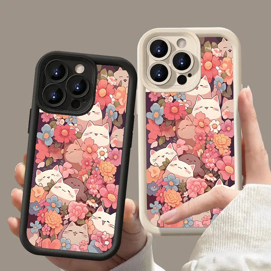 Cute Kitties and Bunnies Pattern Soft iPhone Case