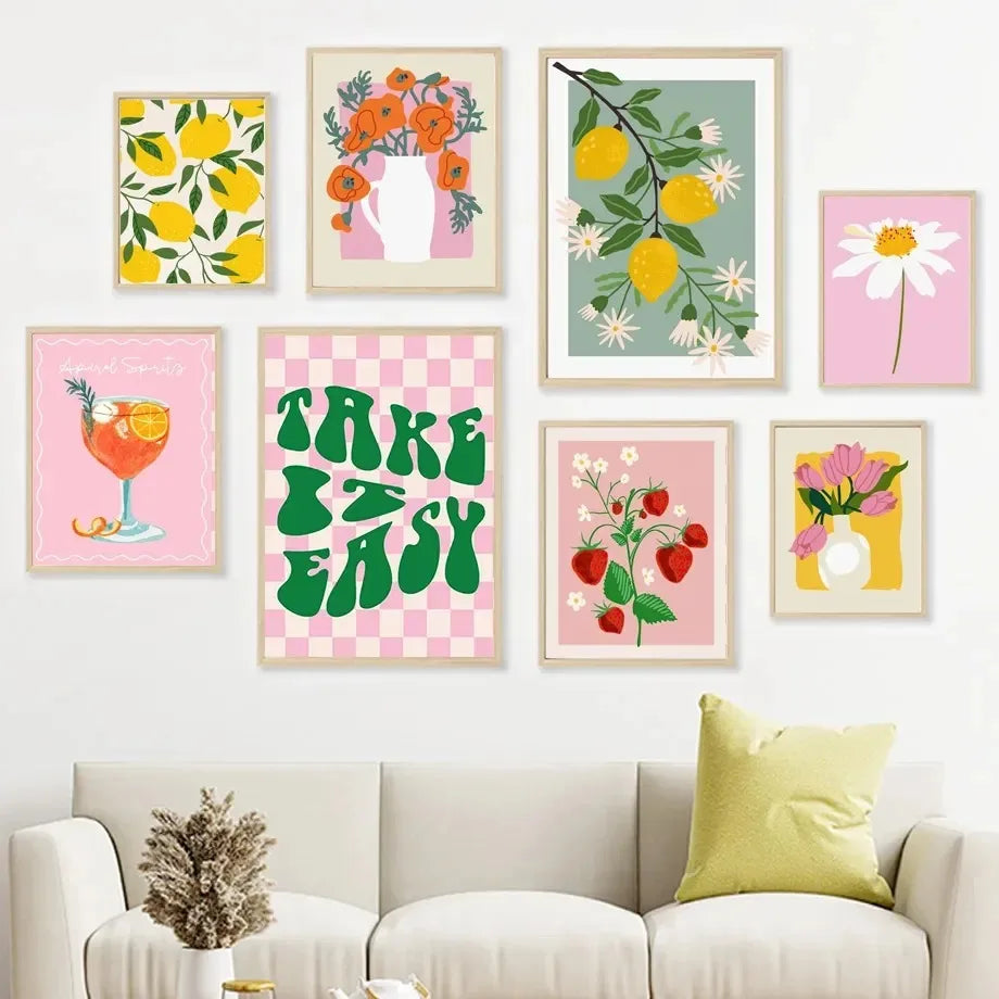 Pink Flowers Natural Art Decor Wall Poster - Item - BAI-DAY