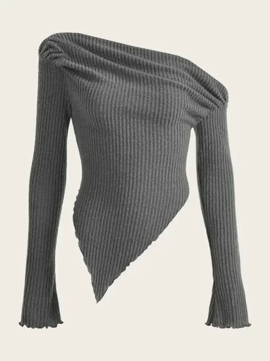 Long Sleeve Dressy Rib-knit Top - Item - BAI-DAY