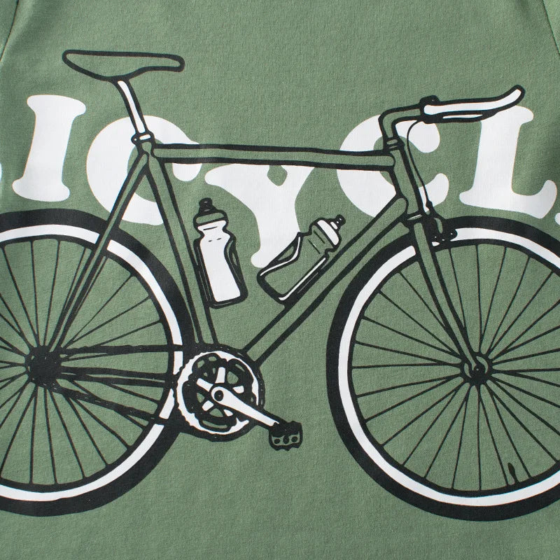 Bike Print Kid Green Casual T-shirt - Item - BAI-DAY