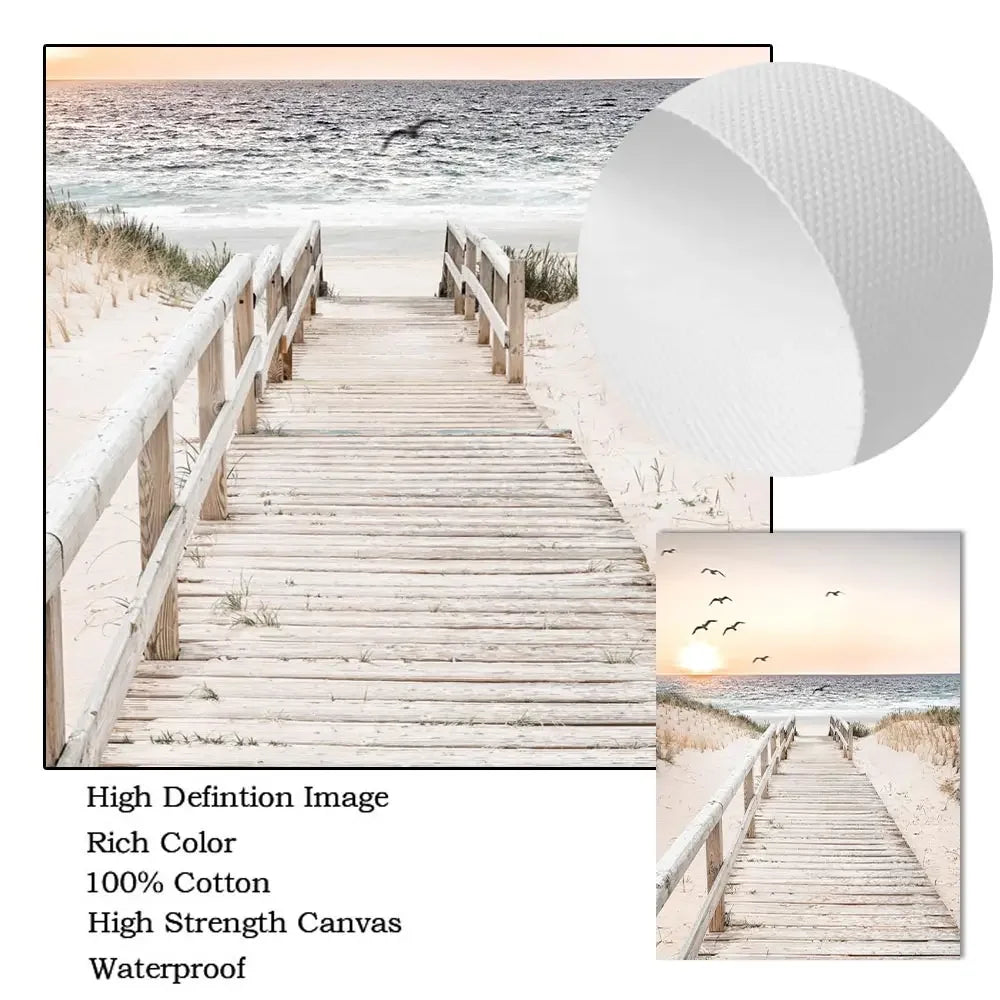 Beach Pier Pattern Decor Canvas Wall Poster - Item - BAI-DAY