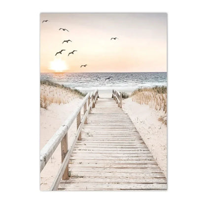 Beach Pier Pattern Decor Canvas Wall Poster - Item - BAI-DAY