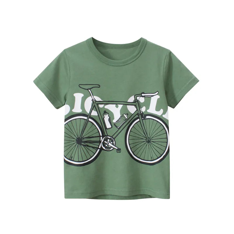 Bike Print Kid Green Casual T-shirt - Item - BAI-DAY