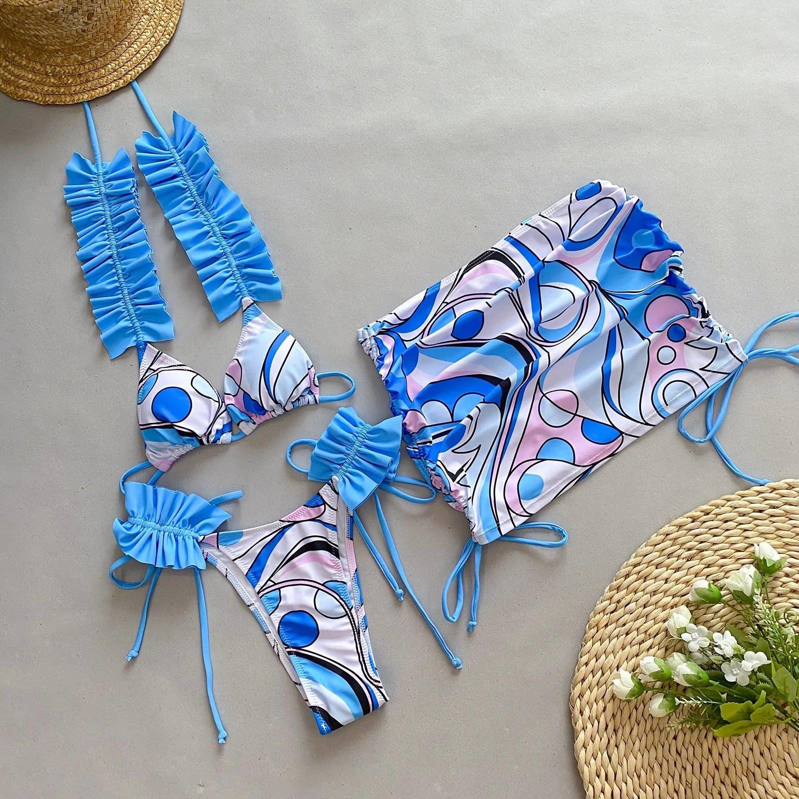 Colorful Floral Style Bikini Swimsuit Set - Item - BAI-DAY