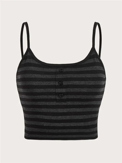 Single Breasted Striped Crop Top - Item - BAI-DAY