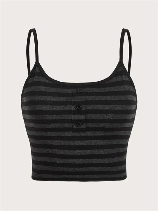 Single Breasted Striped Crop Top - Item - BAI-DAY