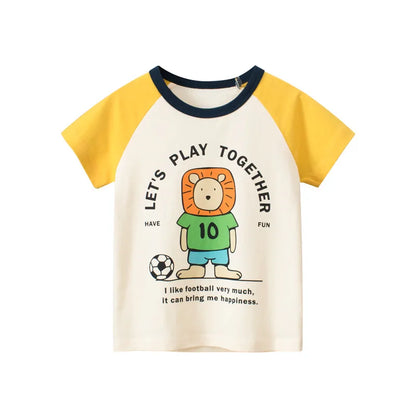 Lion Print Fottball Casual Kid Yellow T-shirt - Item - BAI-DAY