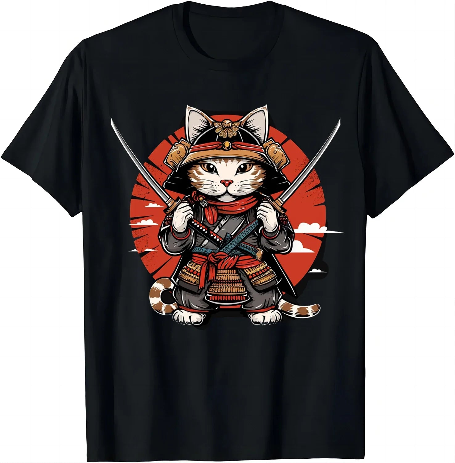 Samurai and Shinobi Cat Pattern Streetwear T-shirt - Item - BAI-DAY