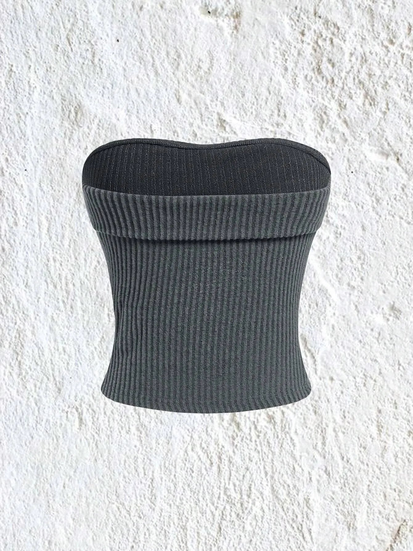 Strapless Rib-knit Slim Fit Tube Top - Item - BAI-DAY