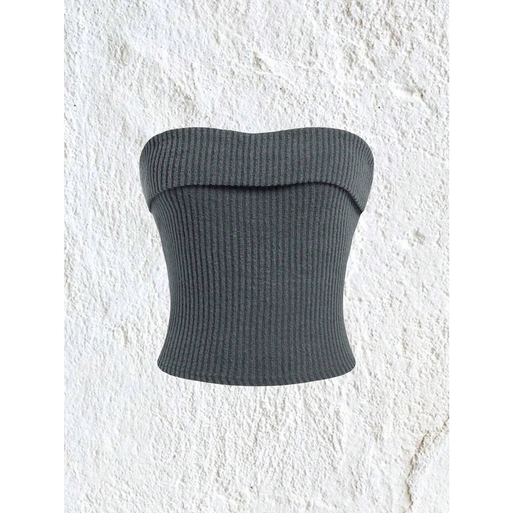 Strapless Rib-knit Slim Fit Tube Top - Item - BAI-DAY