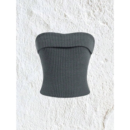 Strapless Rib-knit Slim Fit Tube Top - Item - BAI-DAY