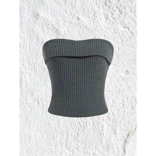 Strapless Rib-knit Slim Fit Tube Top - Item - BAI-DAY