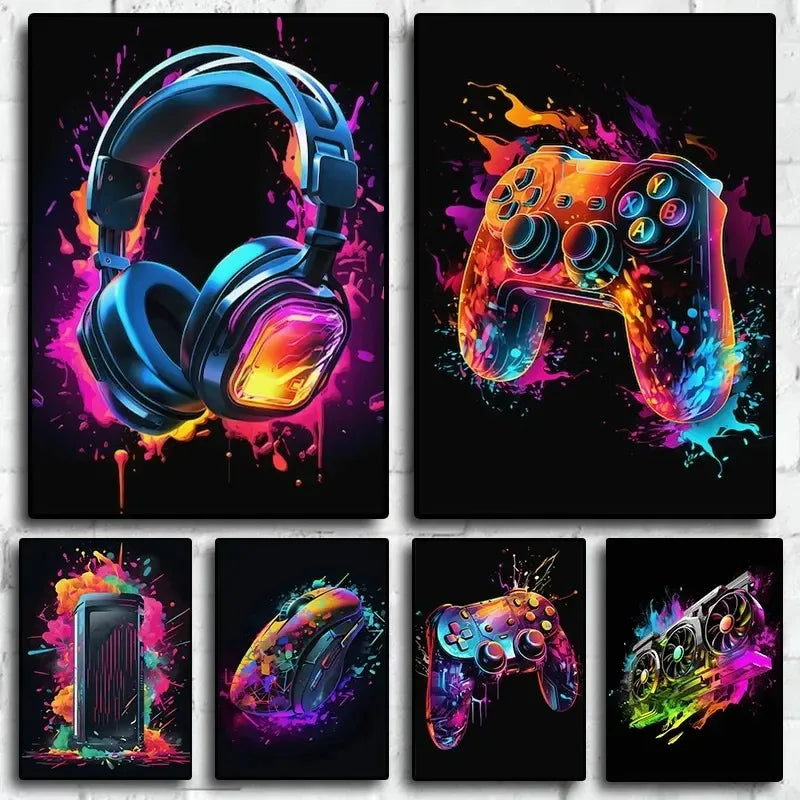 Earphones Colorful Pattern Wall Decor