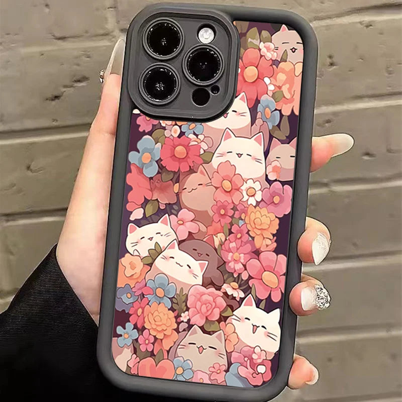 Cute Kitties & Rabbits Patterned iPhone Case