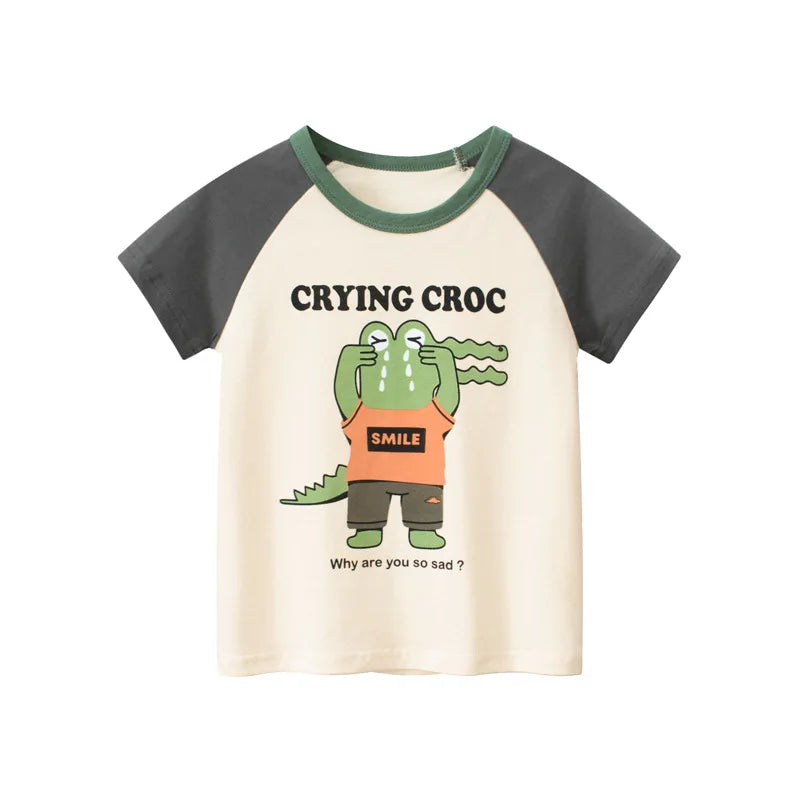 Crying Croco Kid Casual White T-Shirt - Item - BAI-DAY