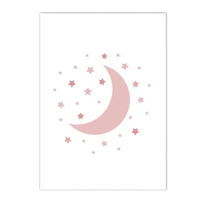 Moon & Stars Pattern Cute Pink Wall Decor - Item - BAI-DAY