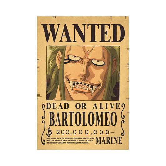 Bartolomeo One Piece WANTED Custom Wall Poster  - LANDIBY
