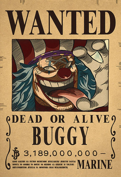Buggy One Piece WANTED Custom Wall Poster  - LANDIBY