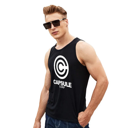Casual Men Tank Top Printed Dragon Ball Capsule Corp  - LANDIBY