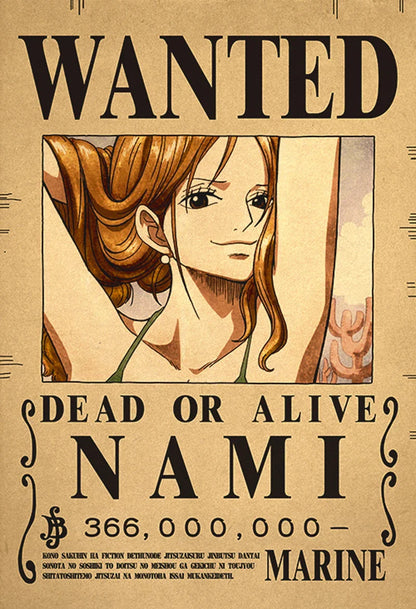 Nami One Piece WANTED Custom Wall Poster  - LANDIBY