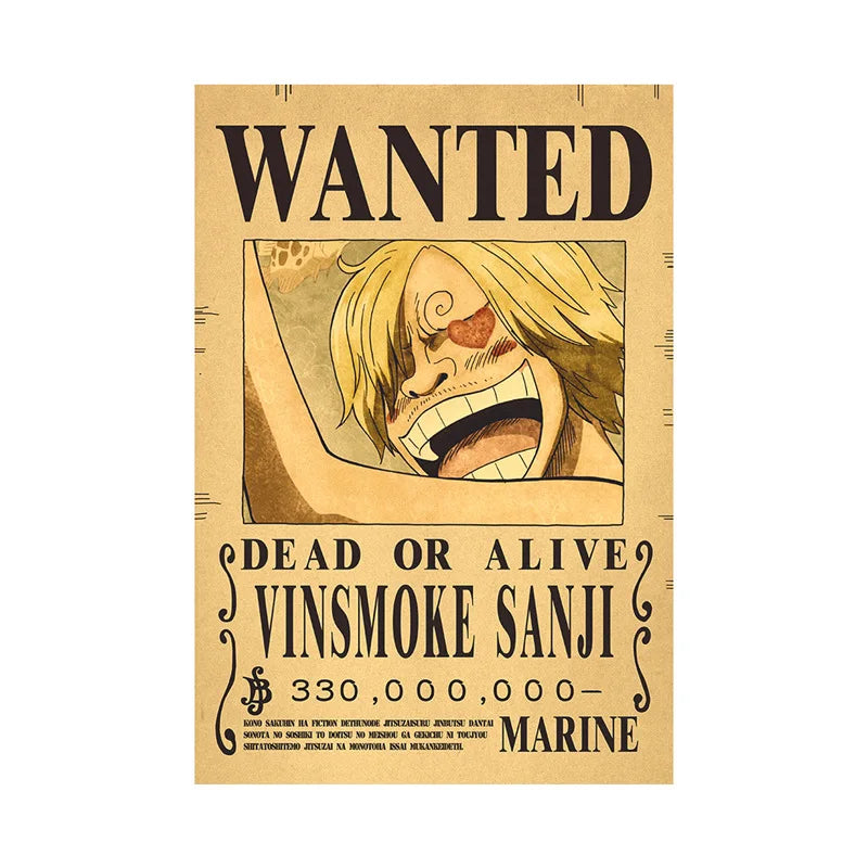 Sanji One Piece WANTED Custom Wall Posters  - LANDIBY
