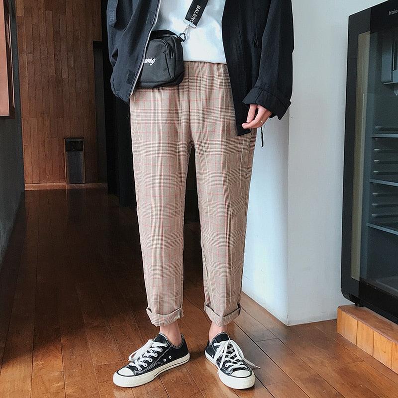 Casual Striped Plaid Straight Pants - Item - BAI-DAY