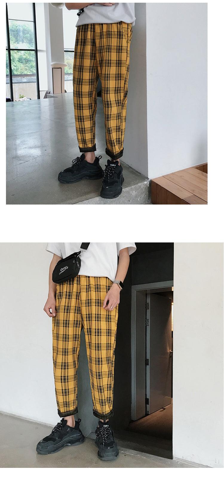 Casual Striped Plaid Straight Pants - Item - BAI-DAY