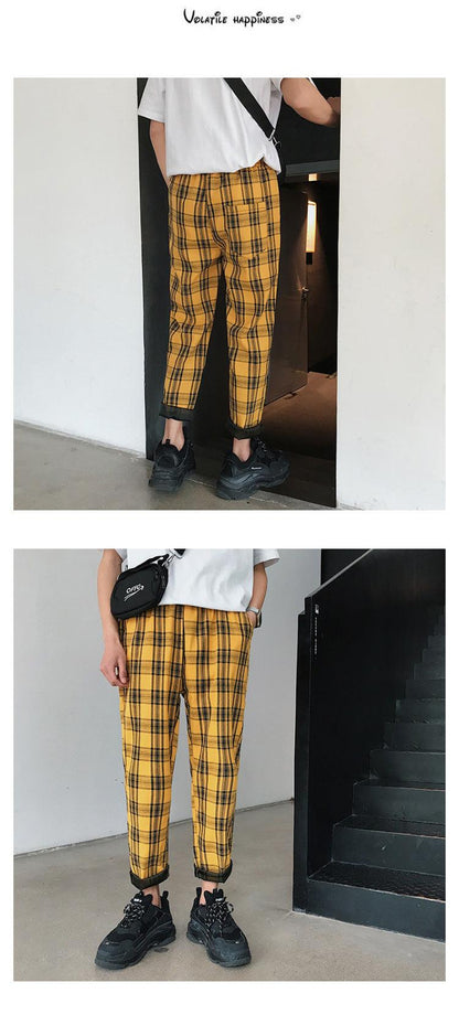 Casual Striped Plaid Straight Pants - Item - BAI-DAY