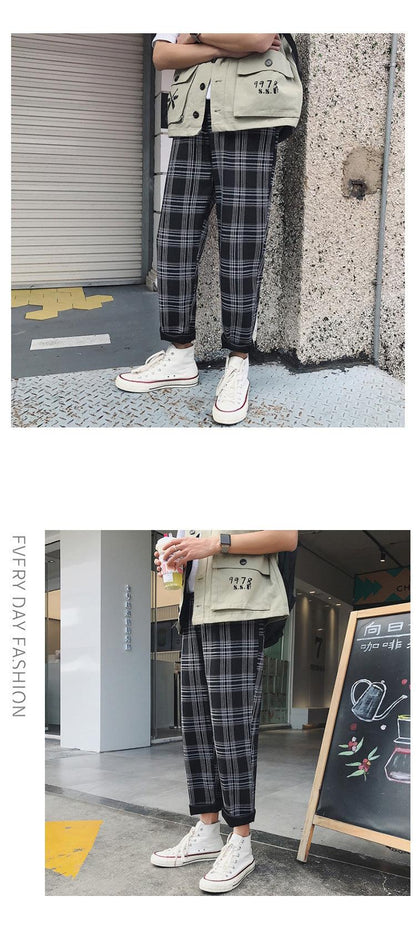 Casual Striped Plaid Straight Pants - Item - BAI-DAY