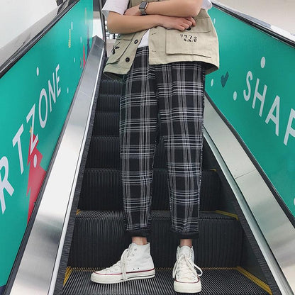 Casual Striped Plaid Straight Pants - Item - BAI-DAY