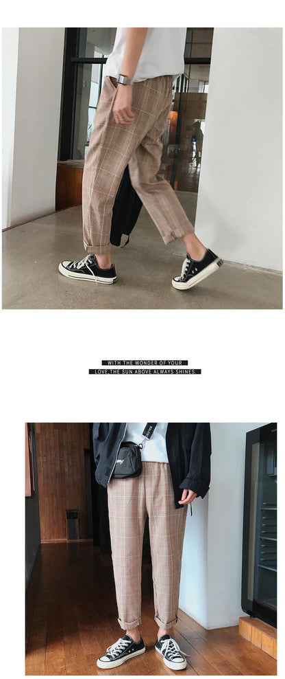 Casual Striped Plaid Straight Pants - Item - BAI-DAY