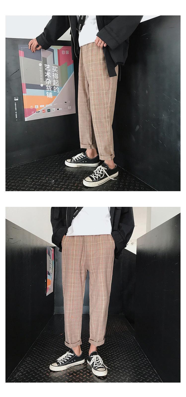 Casual Striped Plaid Straight Pants - Item - BAI-DAY